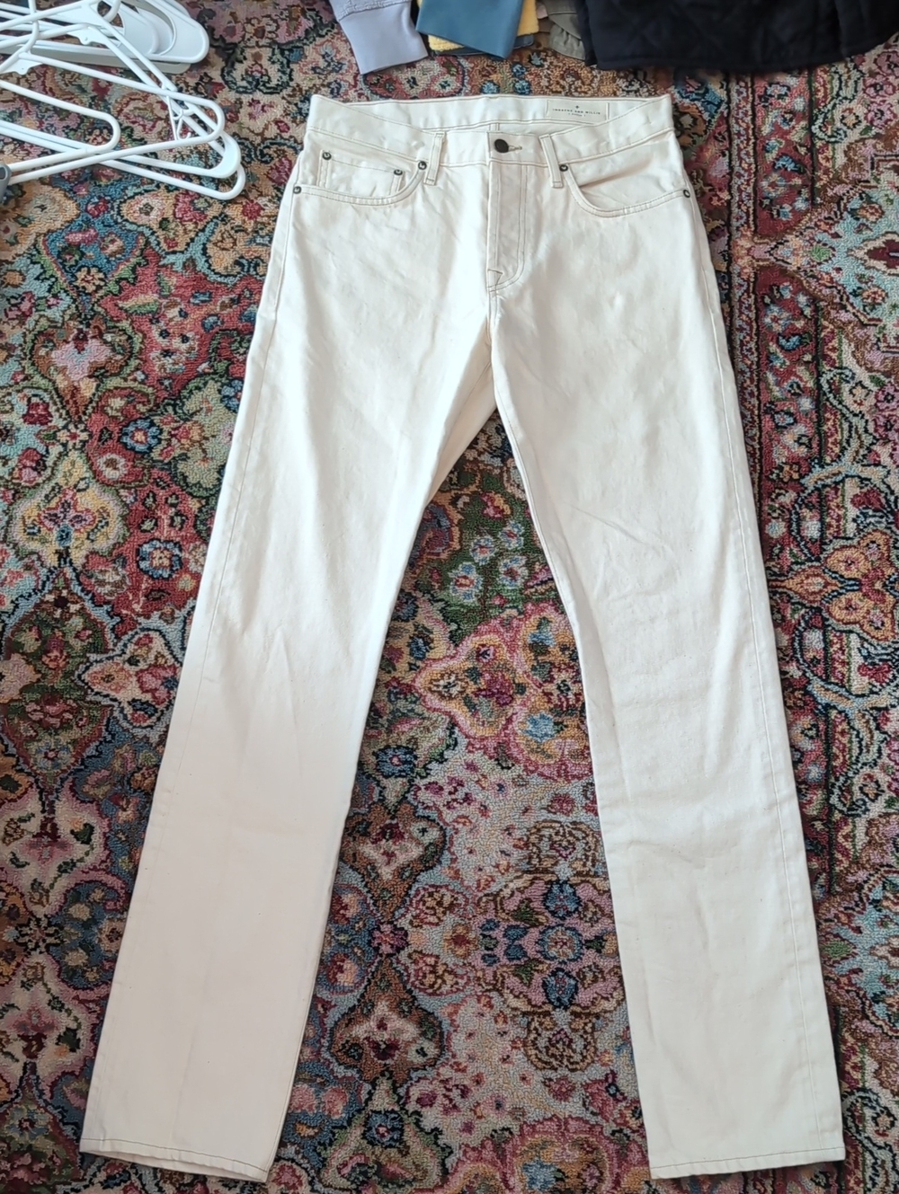 Imogene + Willie Cream Straight-Leg Selvedge Jeans
